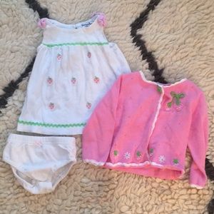 Hartstrings baby dress and cardigan in strawberry